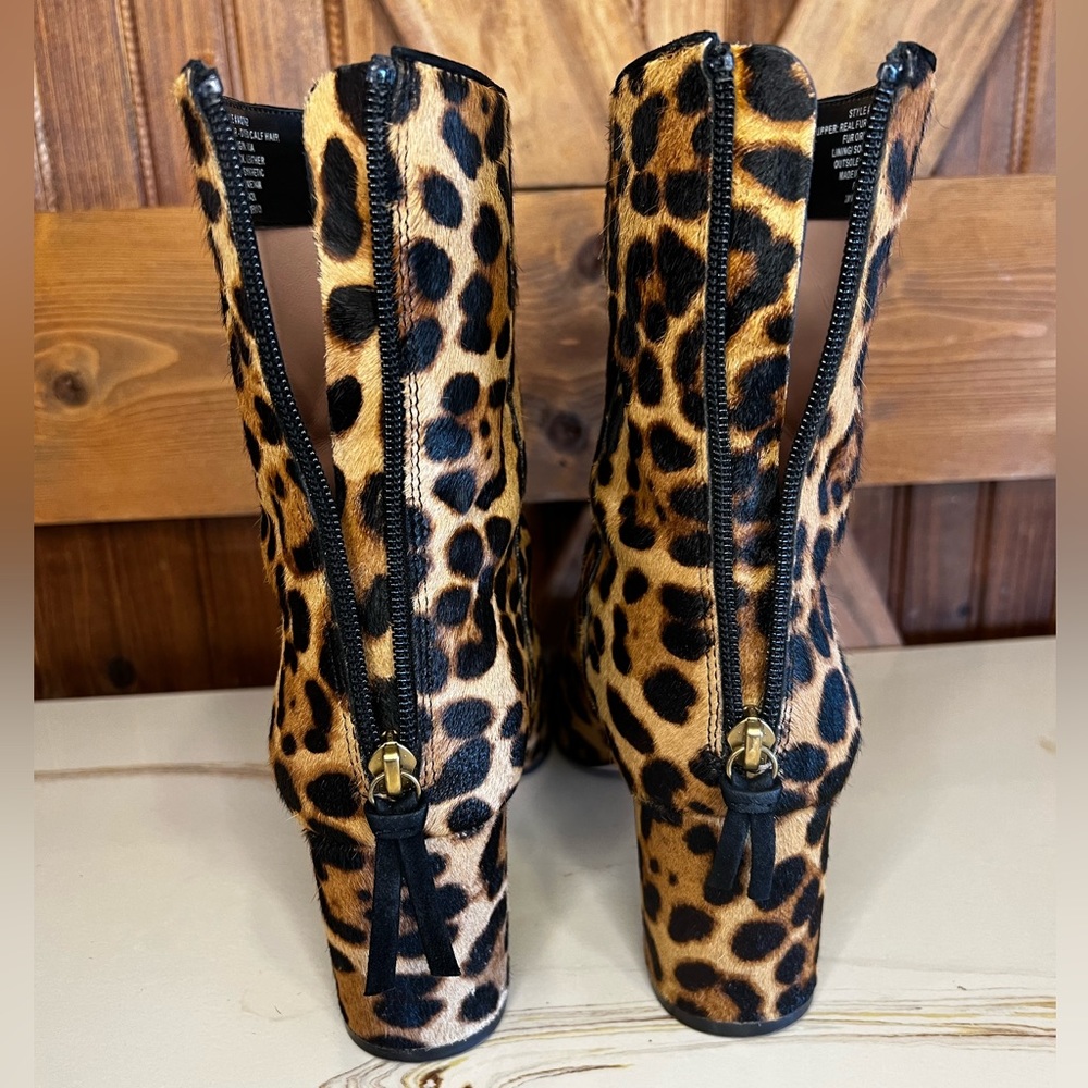 J Crew Sadie Womens Brown Ankle Boot Leopard Print Calf Hair Women’s Size 9 - Picture 3 of 9